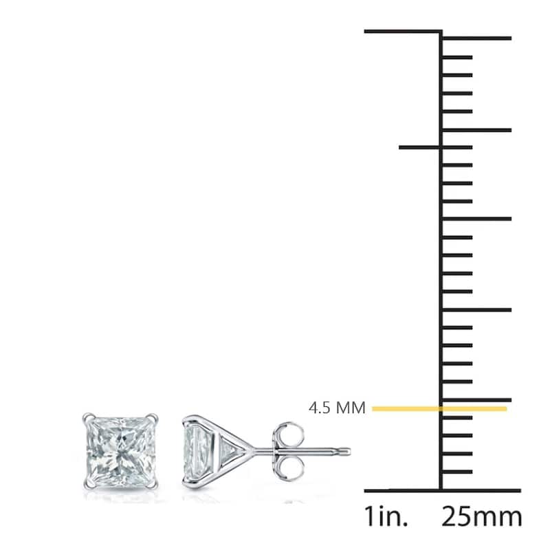 Auriya 1ctw Princess-cut Diamond Stud Earrings 14k Gold Martini-set (H-I, SI1-SI2)