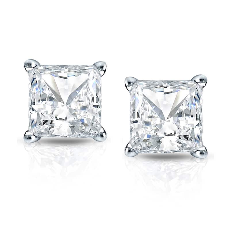 Auriya 1ctw Princess-cut Diamond Stud Earrings 14k Gold Martini-set (H-I, SI1-SI2)