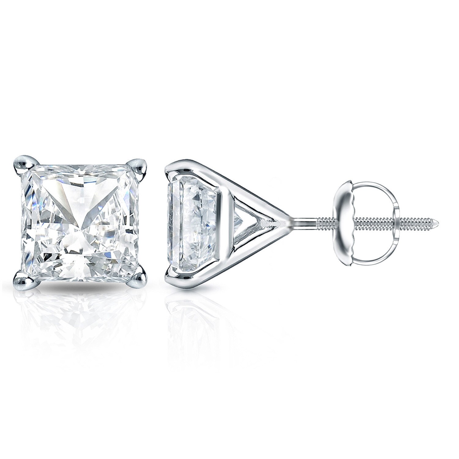Wonderful 5mm Princess Cut Diamond Stud Earrings 14k Rose Gold Over .925 Sterling Silver For Womens