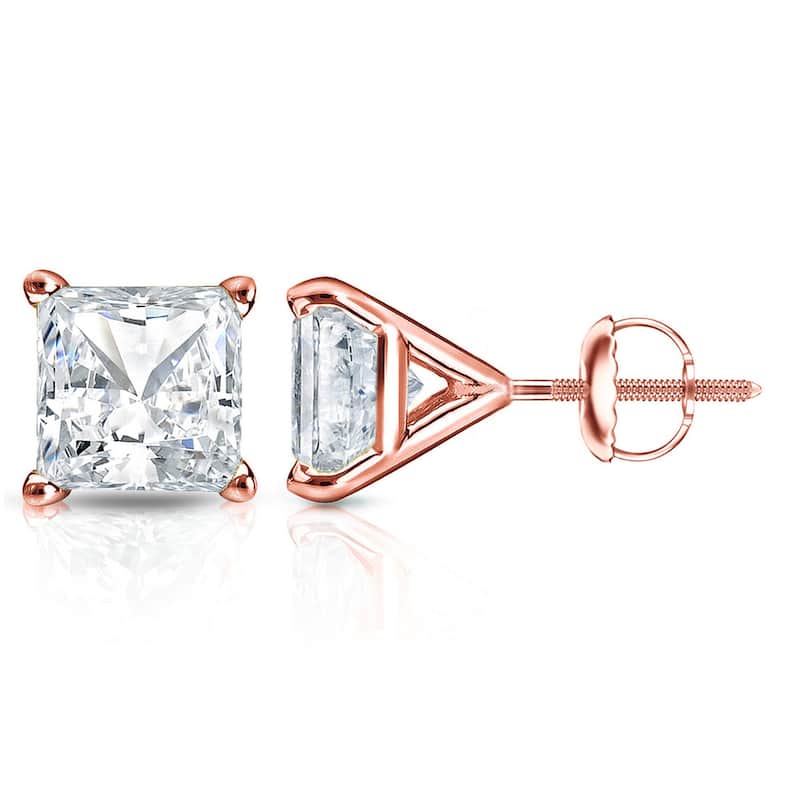 Auriya 1 1/2ctw Princess-cut Diamond Stud Earrings 14k Gold Martini-set (H-I, SI1-SI2)