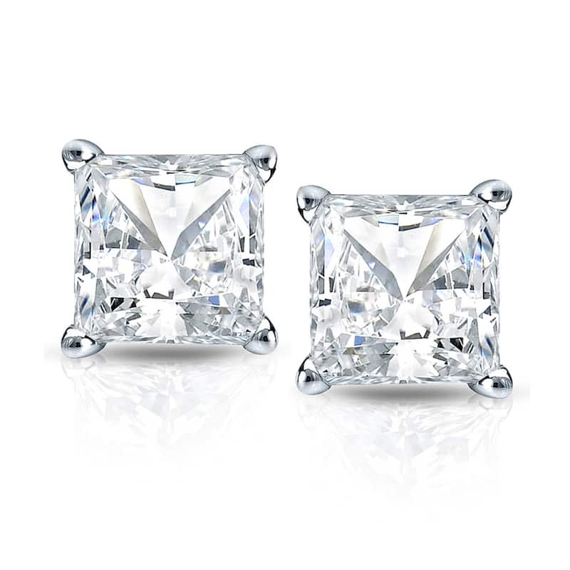 Auriya 1 1/2ctw Princess-cut Diamond Stud Earrings 14k Gold Martini-set (H-I, SI1-SI2)