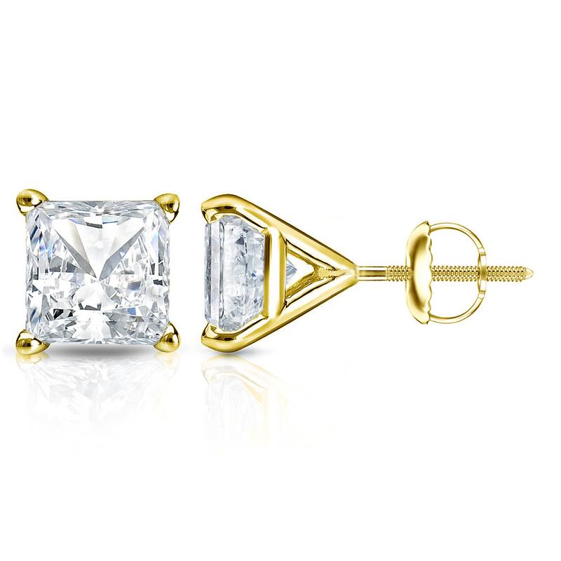 Auriya 1 1/2ctw Princess-cut Diamond Stud Earrings 14k Gold Martini-set (H-I, SI1-SI2)
