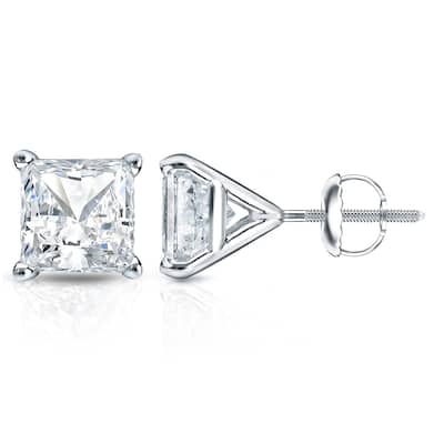 Auriya 1 1/2ctw Princess-cut Diamond Stud Earrings 14k Gold Martini-set (H-I, SI1-SI2)