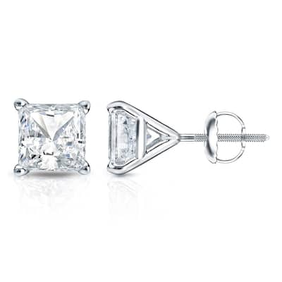 Auriya 1 1/4ctw Princess-cut Diamond Stud Earrings 14k Gold Martini-set (H-I, SI1-SI2)