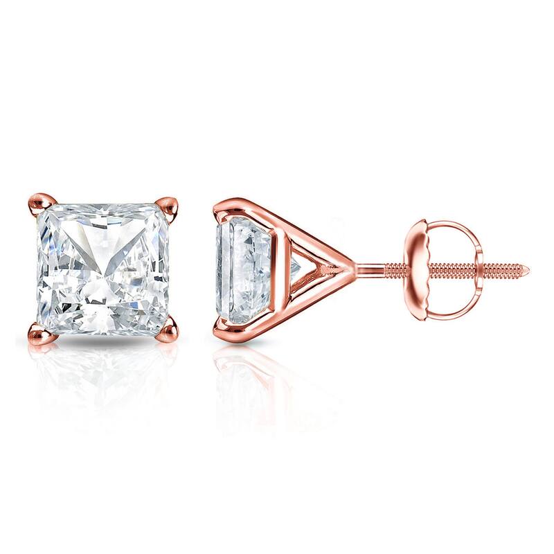 Auriya 1 1/4ctw Princess-cut Diamond Stud Earrings 14k Gold Martini-set (H-I, SI1-SI2)