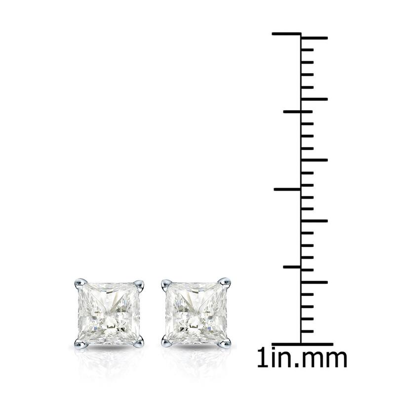 Auriya 14k Gold 1.25ctw Princess-cut Diamond Stud Earrings Martini-set