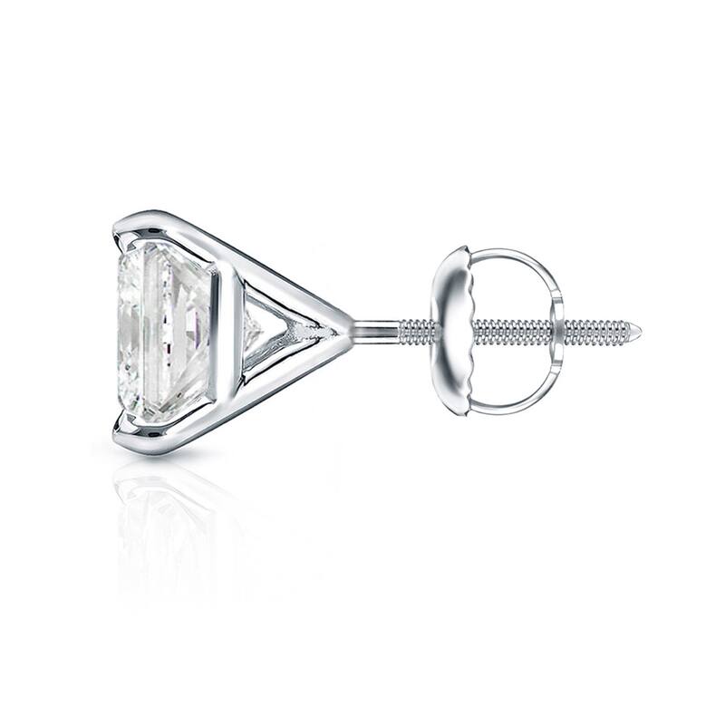 Auriya 14k Gold 1.25ctw Princess-cut Diamond Stud Earrings Martini-set