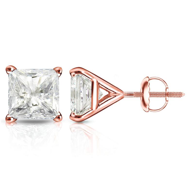 Auriya 1 1/4ctw Princess-cut Diamond Stud Earrings 14k Gold Martini-set
