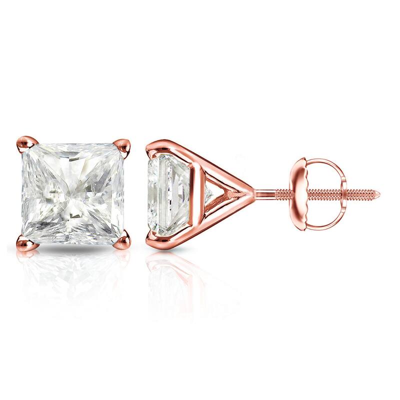 Auriya 1 1/2ctw Princess-cut Diamond Stud Earrings 14k Gold Martini-set (J-K, I2-I3)
