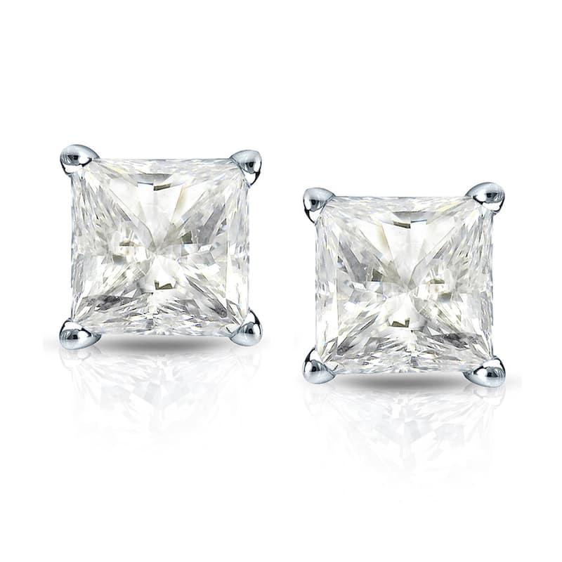 Auriya 1 1/2ctw Princess-cut Diamond Stud Earrings 14k Gold Martini-set (J-K, I2-I3)