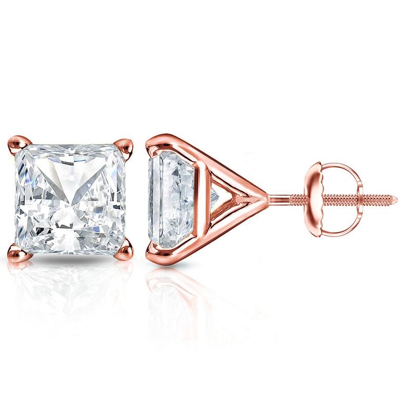 Auriya 2ctw Princess-cut Diamond Stud Earrings 14k Gold Martini-set (H-I, SI1-SI2)