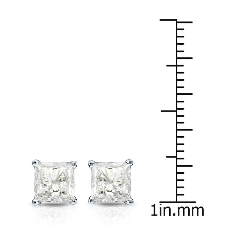 Auriya 14k Gold 2ctw Princess-cut Diamond Stud Earrings Martini-set (I-J, I1-2)