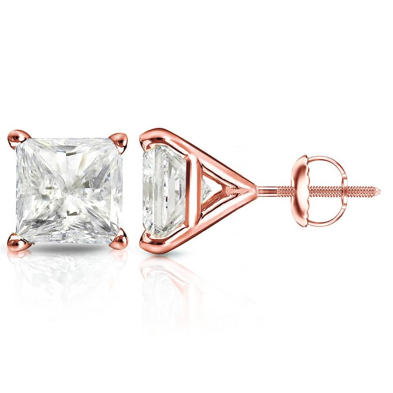 Auriya 2ctw Princess-cut Diamond Stud Earrings 14k Gold Martini-set (J-K, I2-I3)