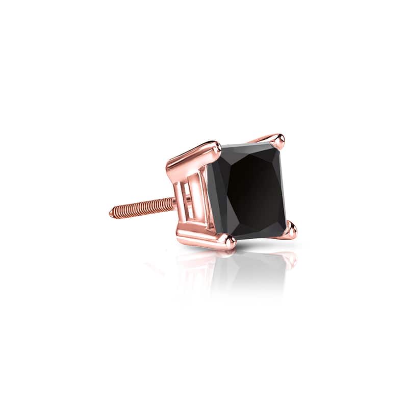 Auriya 1/4ctw Princess-cut SINGLE STUD (1) Black Diamond Earring 14k Gold - Rose