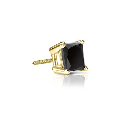 Auriya 1/4ctw Princess-cut SINGLE STUD (1) Black Diamond Earring 14k Gold