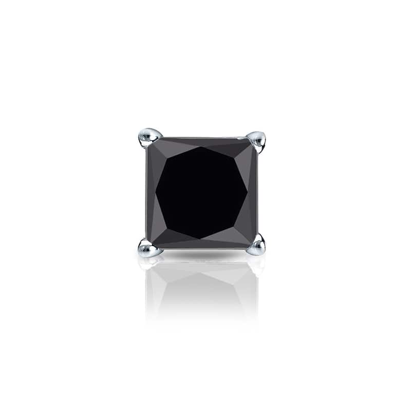 Auriya 1/4ctw Princess-cut SINGLE STUD (1) Black Diamond Earring 14k Gold
