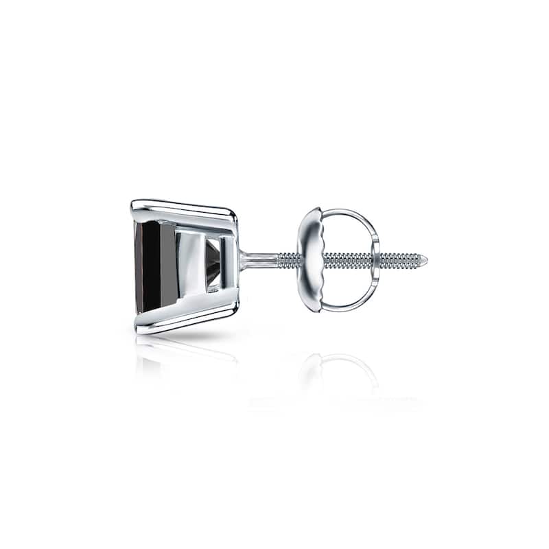Auriya 1/4ctw Princess-cut SINGLE STUD (1) Black Diamond Earring 14k Gold