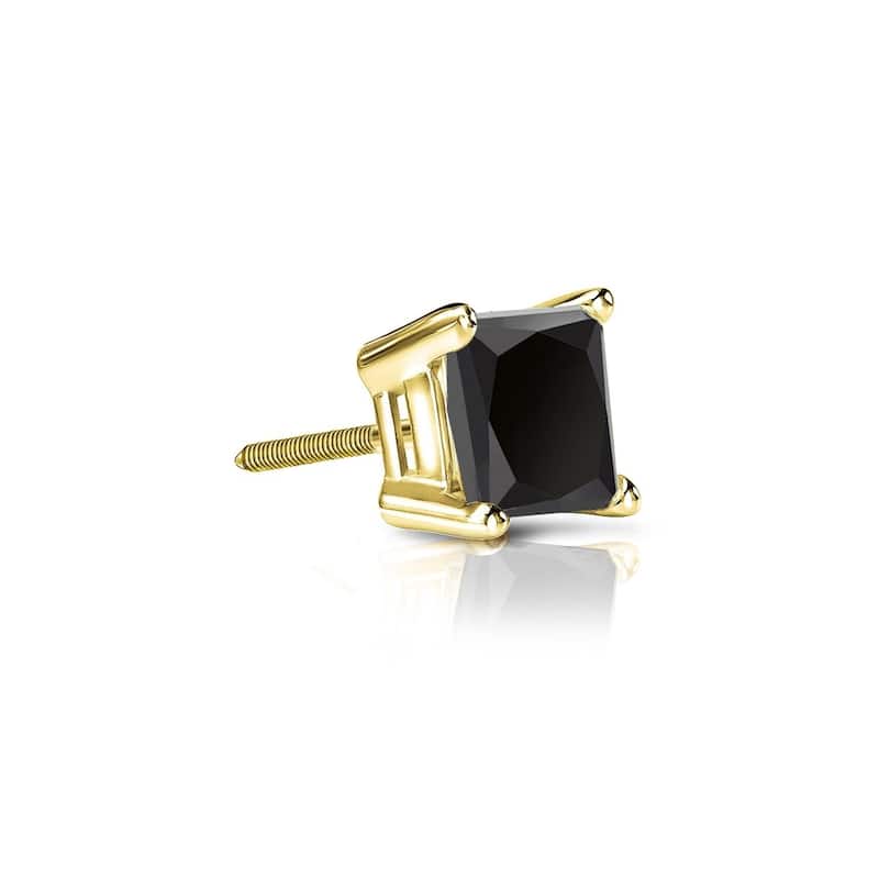 Auriya 1/4ctw Princess-cut SINGLE STUD (1) Black Diamond Earring 14k Gold