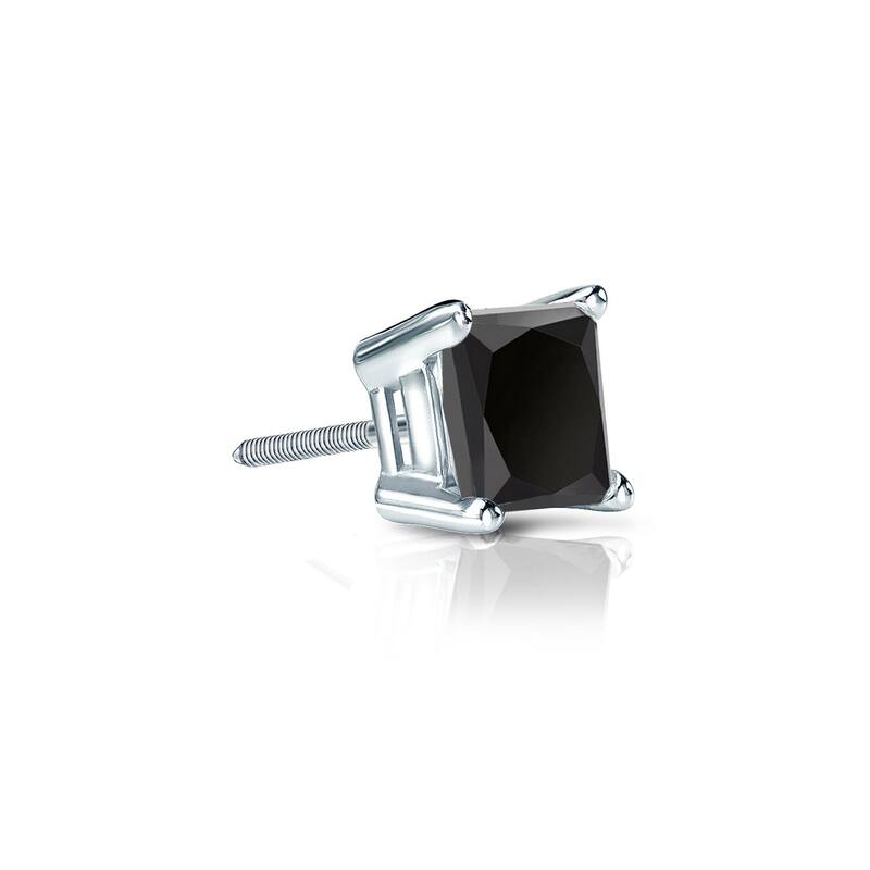 Auriya 1/4ctw Princess-cut SINGLE STUD (1) Black Diamond Earring 14k Gold