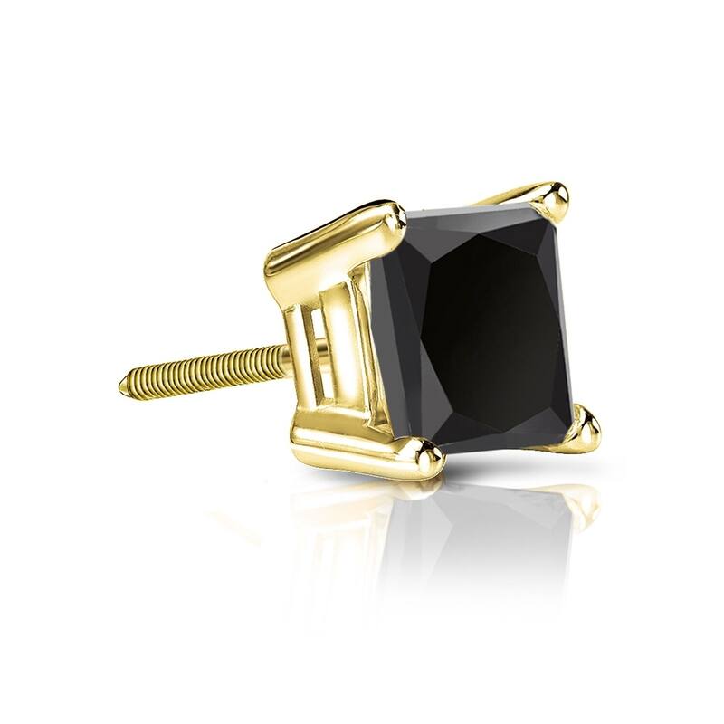 Auriya 1ctw Princess-cut SINGLE STUD (1) Black Diamond Earring 14k Gold