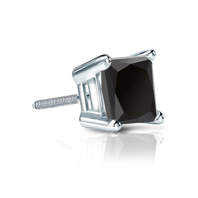Auriya 1ctw Princess-cut SINGLE STUD (1) Black Diamond Earring 14k Gold