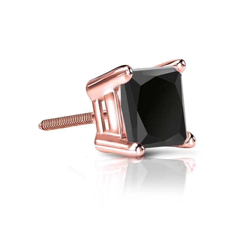 Auriya 1ctw Princess-cut SINGLE STUD (1) Black Diamond Earring 14k Gold