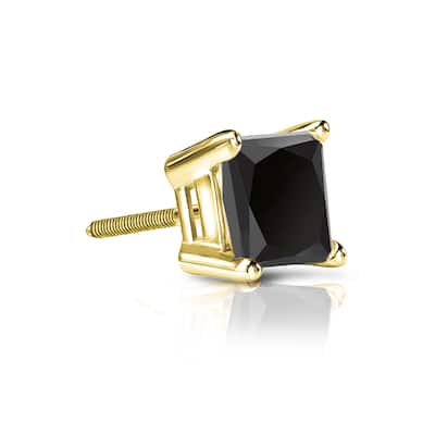 Auriya 3/4ctw Princess-Cut Black Diamond SINGLE STUD (1) Earring 14k Gold