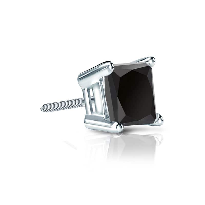 Auriya 3/4ctw Princess-Cut Black Diamond SINGLE STUD (1) Earring 14k Gold