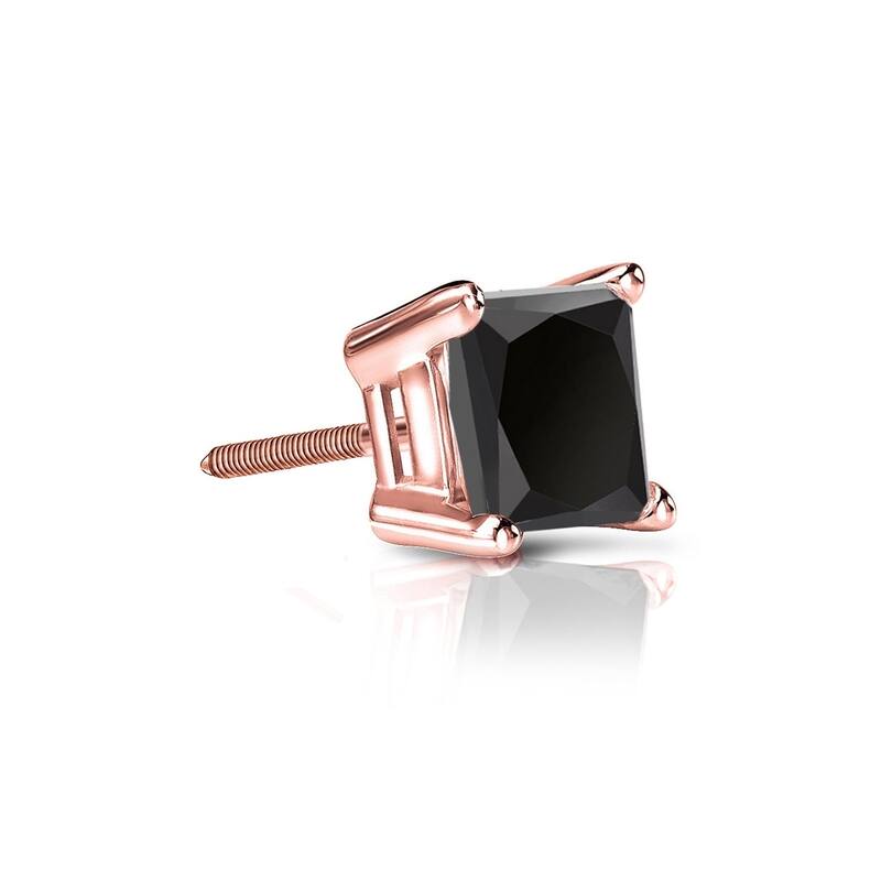 Auriya 1/2ctw Princess-cut SINGLE STUD (1) Black Diamond Earring 14k Gold