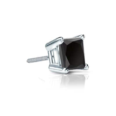 Auriya 1/2ctw Princess-cut SINGLE STUD (1) Black Diamond Earring 14k Gold