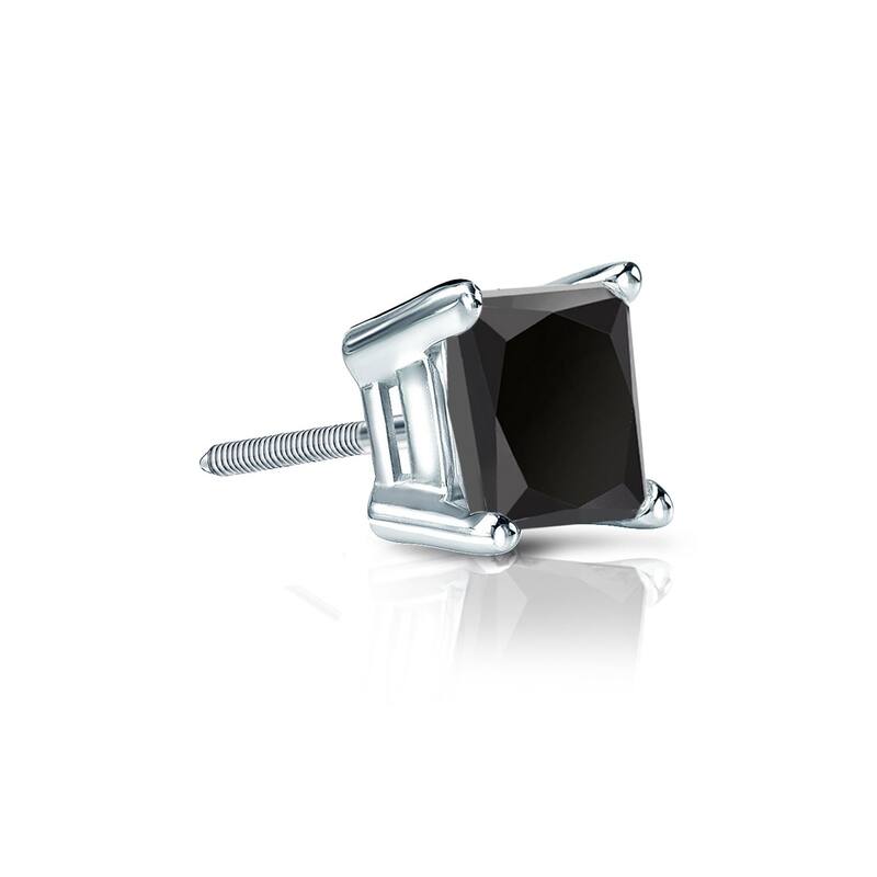 Auriya 1/2ctw Princess-cut SINGLE STUD (1) Black Diamond Earring 14k Gold