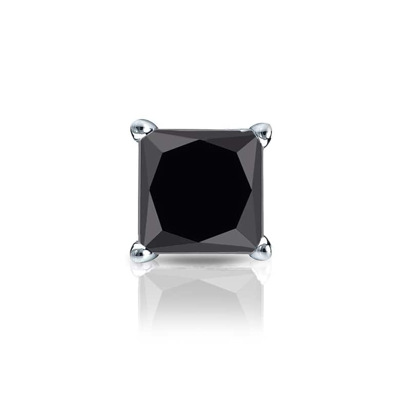 Auriya 14k Gold 1/3ct TDW Princess-Cut SINGLE STUD (1) Black Diamond Earring