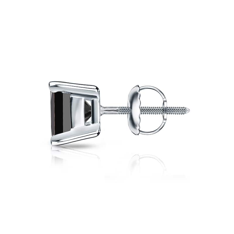 Auriya 14k Gold 1/3ct TDW Princess-Cut SINGLE STUD (1) Black Diamond Earring