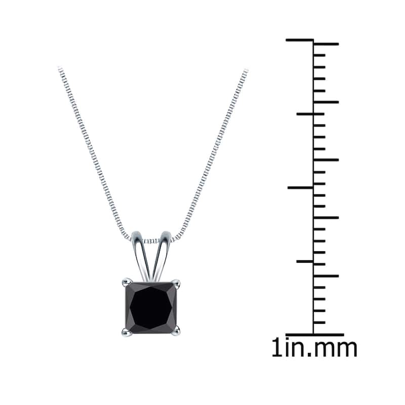 Auriya 1/2ctw Princess-cut Solitaire Black Diamond Necklace 14k Gold