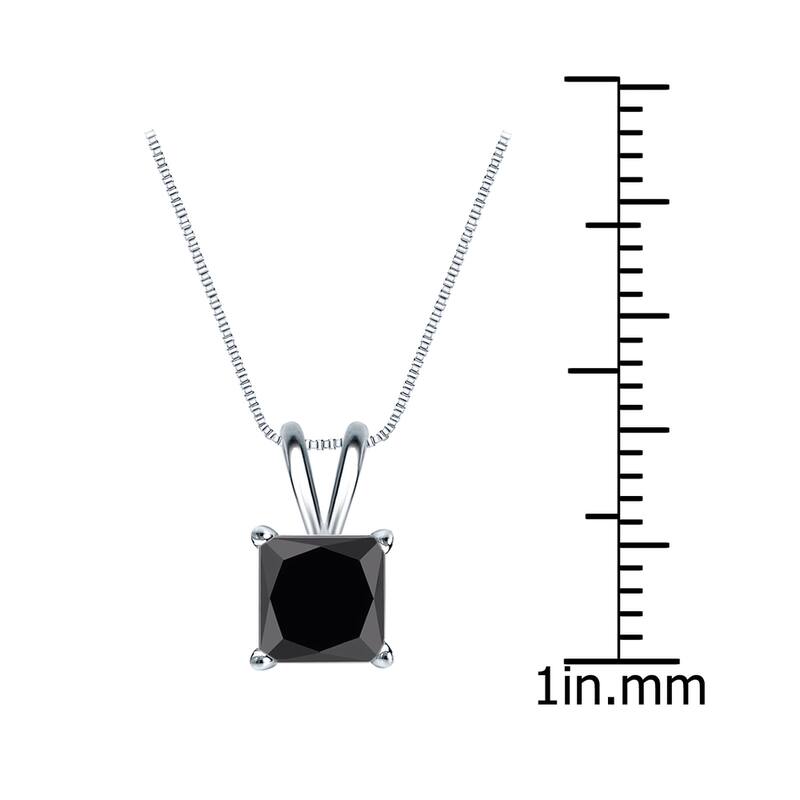 Auriya 1ctw Princess-cut Solitaire Black Diamond Necklace 14k Gold
