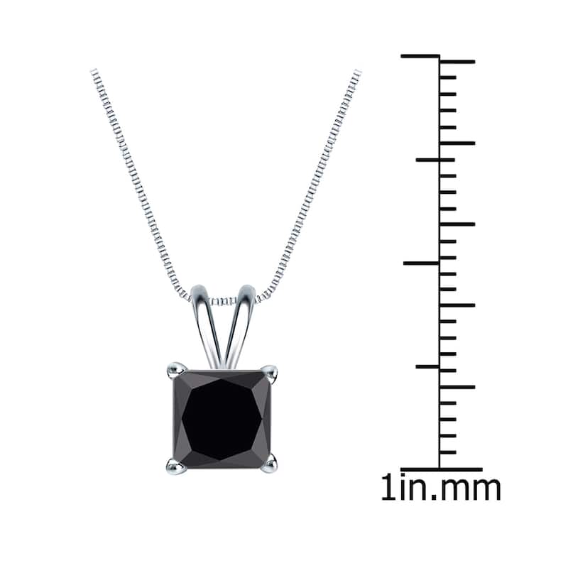 Auriya 1 1/4ctw Princess-cut Solitaire Black Diamond Necklace 14k Gold