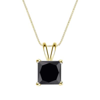 Auriya 2ctw Princess-cut Solitaire Black Diamond Necklace 14k Gold