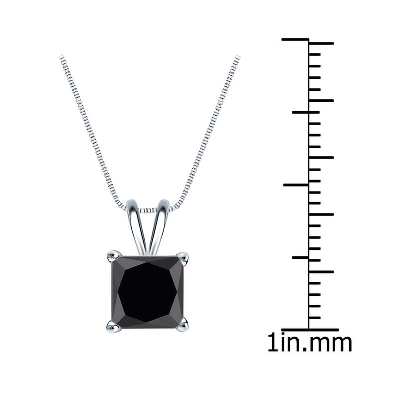 Auriya 2ctw Princess-cut Solitaire Black Diamond Necklace 14k Gold