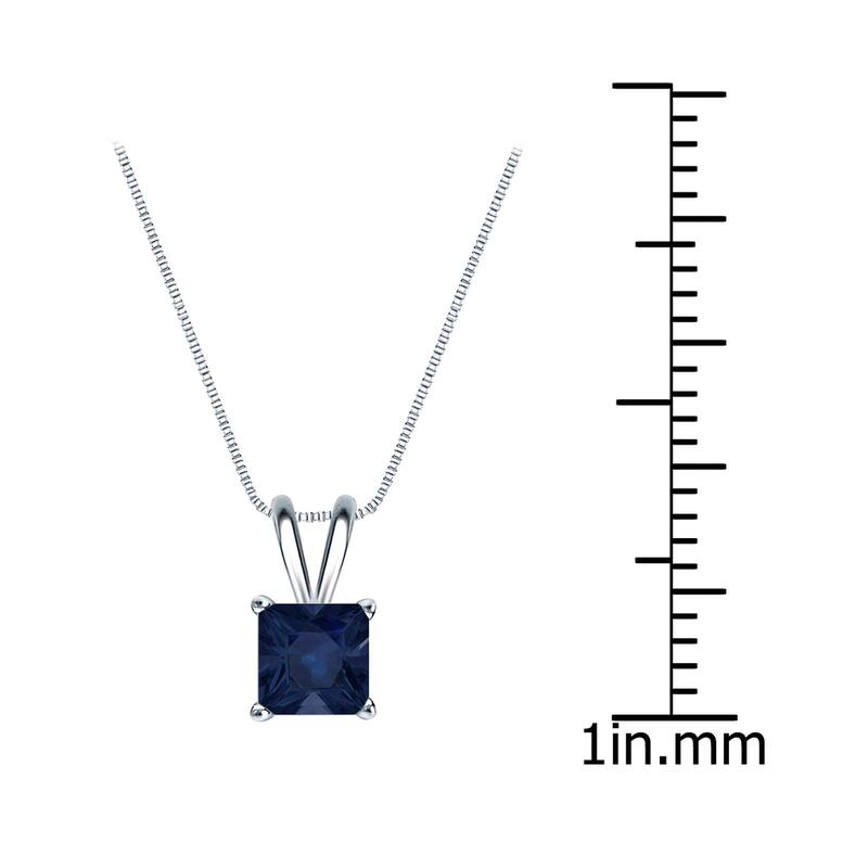 Auriya 14k Gold 1/2ct Princess-cut Sapphire Solitaire Necklace
