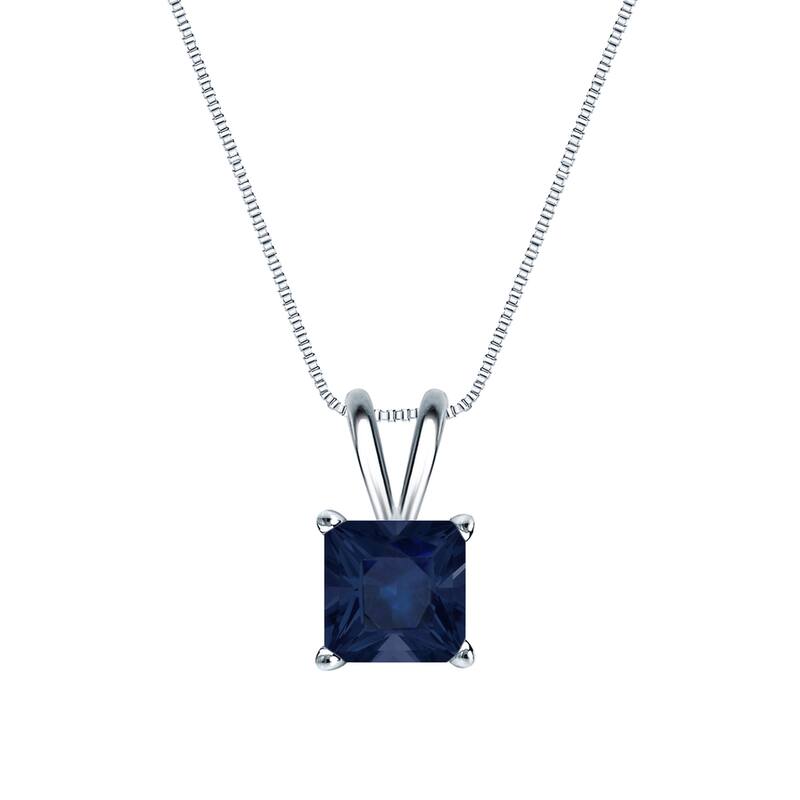 Auriya 14k Gold 3/4ct Princess-cut Sapphire Solitaire Necklace