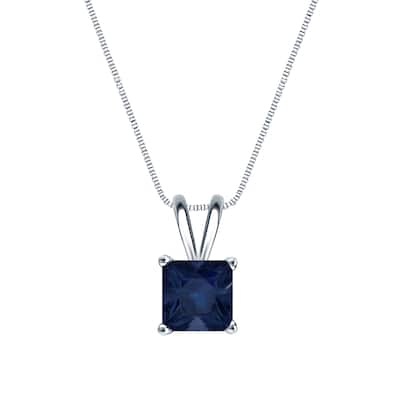 Auriya 14k Gold 3/4ct Princess-cut Sapphire Solitaire Necklace