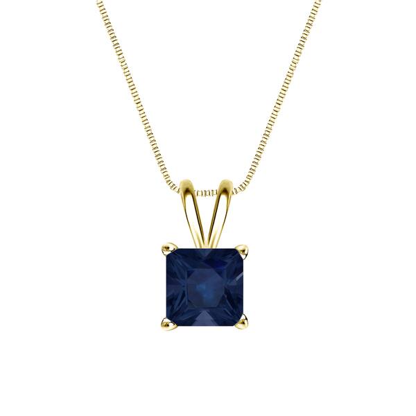 slide 1 of 9, Auriya 14k Gold 1ct Princess-cut Sapphire Solitaire Necklace
