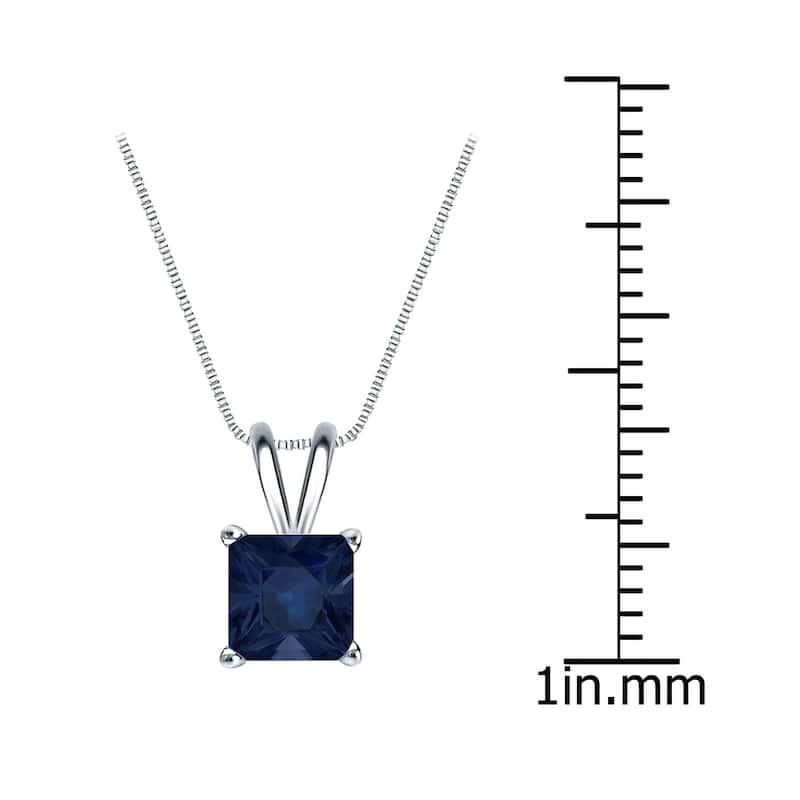 Auriya 14k Gold 1ct Princess-cut Sapphire Solitaire Necklace