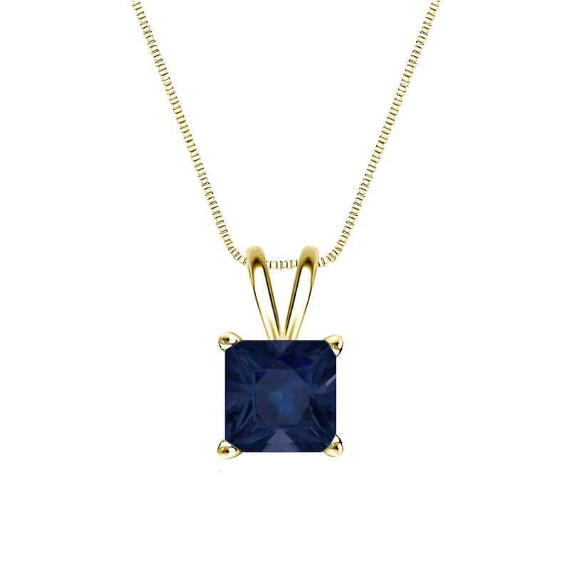 Auriya 14k Gold 1 1/4ct Princess-cut Sapphire Solitaire Necklace