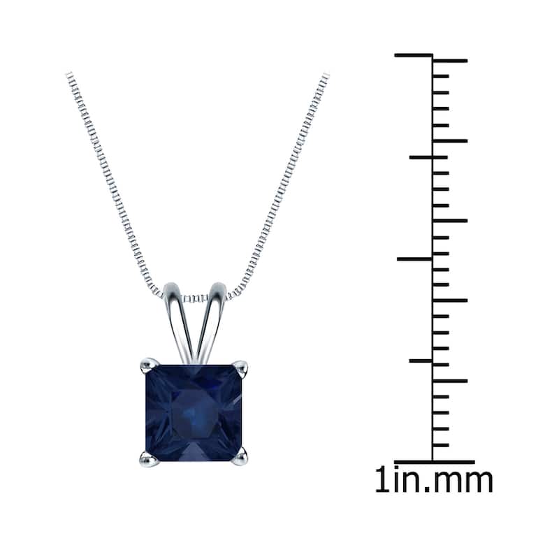 Auriya 14k Gold 1 1/4ct Princess-cut Sapphire Solitaire Necklace