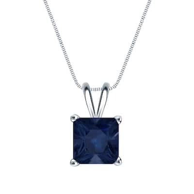 Auriya 14k Gold 2ct Princess-cut Sapphire Solitaire Necklace