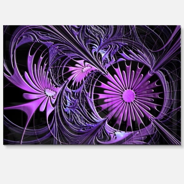 Embossed Purple Floral Shapes - Large Floral Glossy Metal Wall Art - Overstock - 12788215