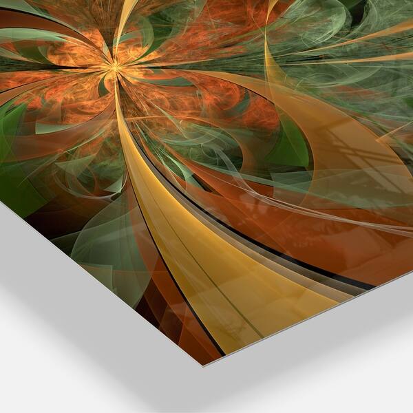 Symmetrical Orange Digital Fractal Flower Modern Floral Glossy Metal Wall Art Overstock 12788280