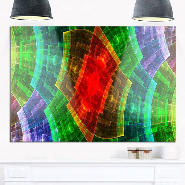 Colorful Psychedelic Fractal Metal Grid Abstract Glossy Metal Wall Art