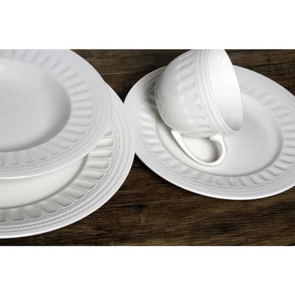 Melange English Lace 40 Piece Ivory Premium Dinnerware Place Setting Overstock 12789769